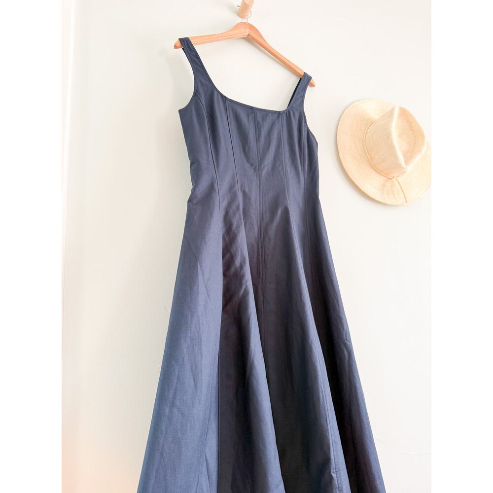Madewell | NWT The Rylee Midi Dress Classic Navy Blue Sleeveless | Sz 10 - Picture 3 of 12
